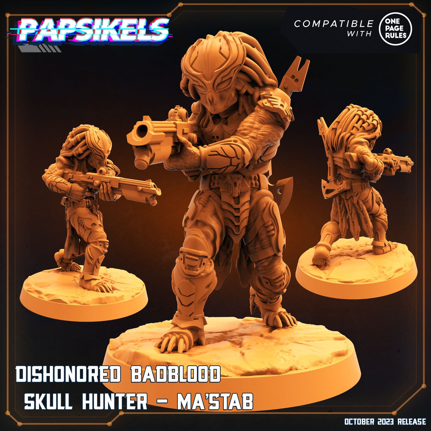 Ancient Skull Hunter Miniatures by Papsikels Miniatures Dnd, Dungeon and Dragon Mini, Tabletop Miniature, Aliens, Sci Fi.