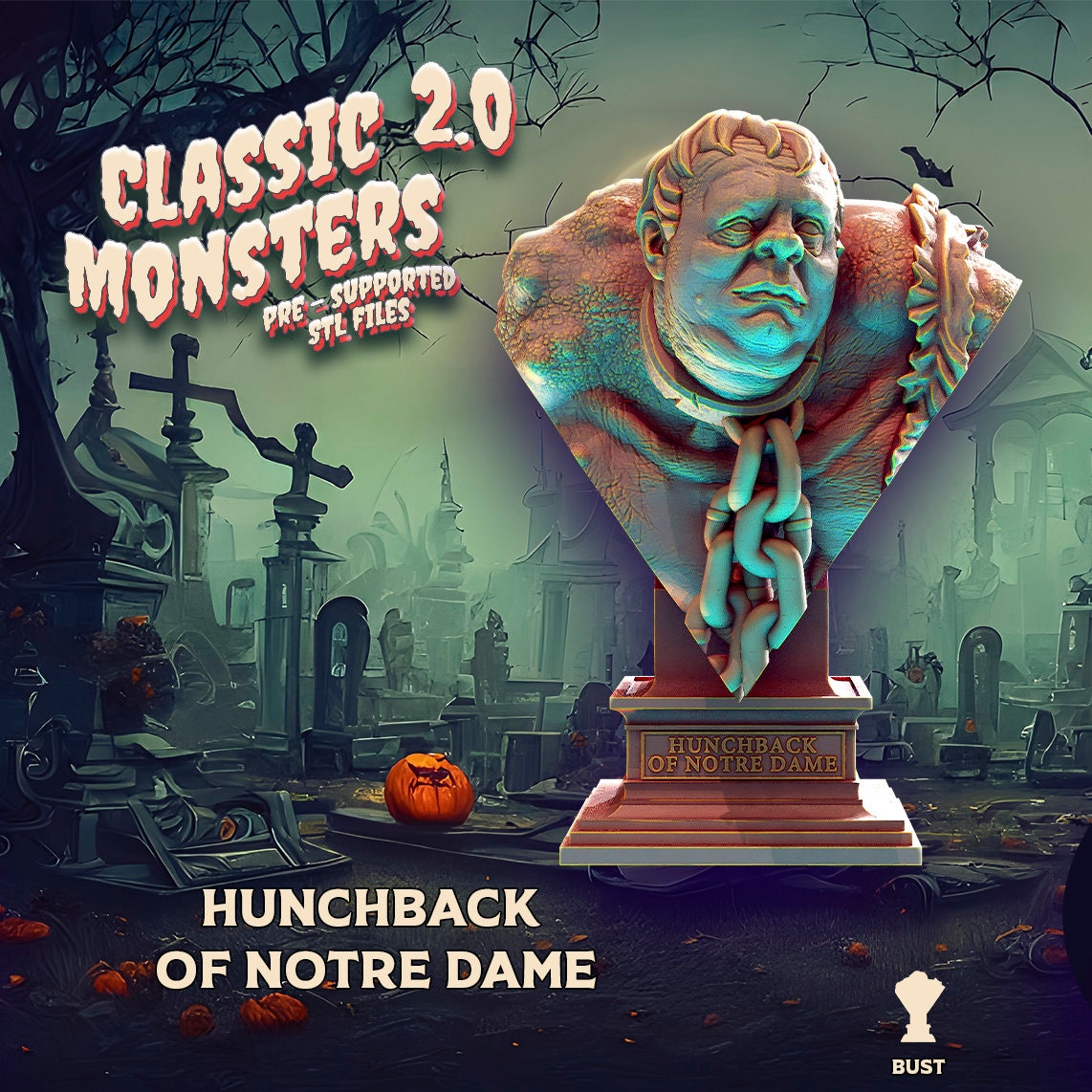 The Hunchback of Notre Dame, 150mm, 75mm, 32mm Scale, Bust, Role Playing Games Miniature, WoW, Dungeon and Dragons, DnD, Classic Movie.