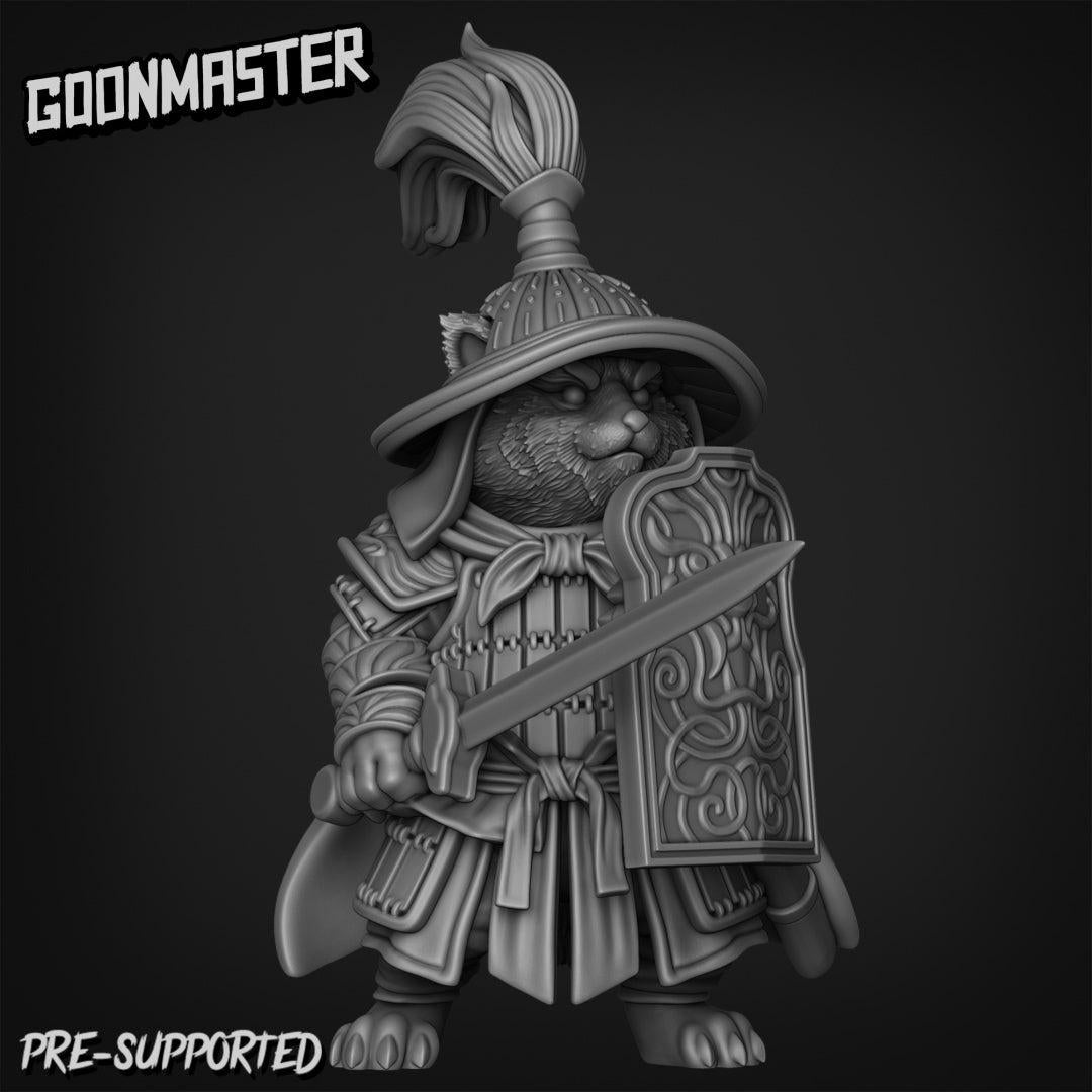 Red Panda Gunner squad with hats ,Goon Master, Medium Miniature, Dungeon and Dragons, RPG, Dnd, Pathfinder, Dnd Panda Miniature, Red panda