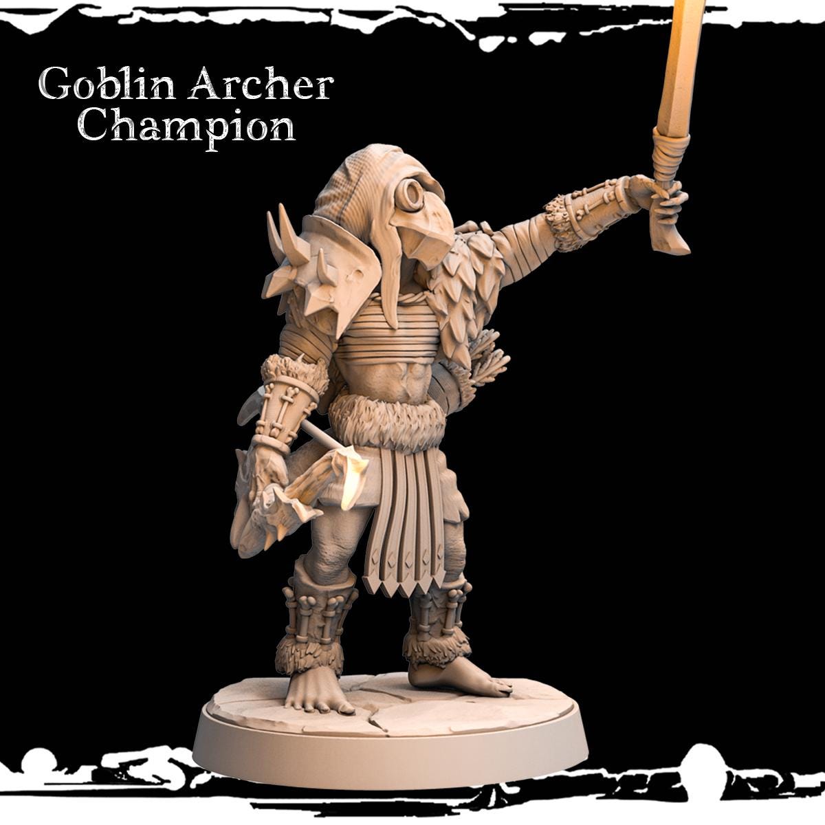 Goblin Champions, Army of Darkness Greenskins, 32mm, Monolith Miniatures , Role Playing Games Miniature, WoW, Dungeon and Dragons, RPG.