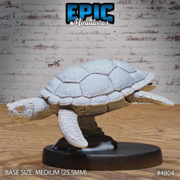 Sea Turtle Miniature | 28mm & 32mm Scale Majestic Aquatic Creature for DnD, Pathfinder, and Ocean-Themed Fantasy RPG Adventures