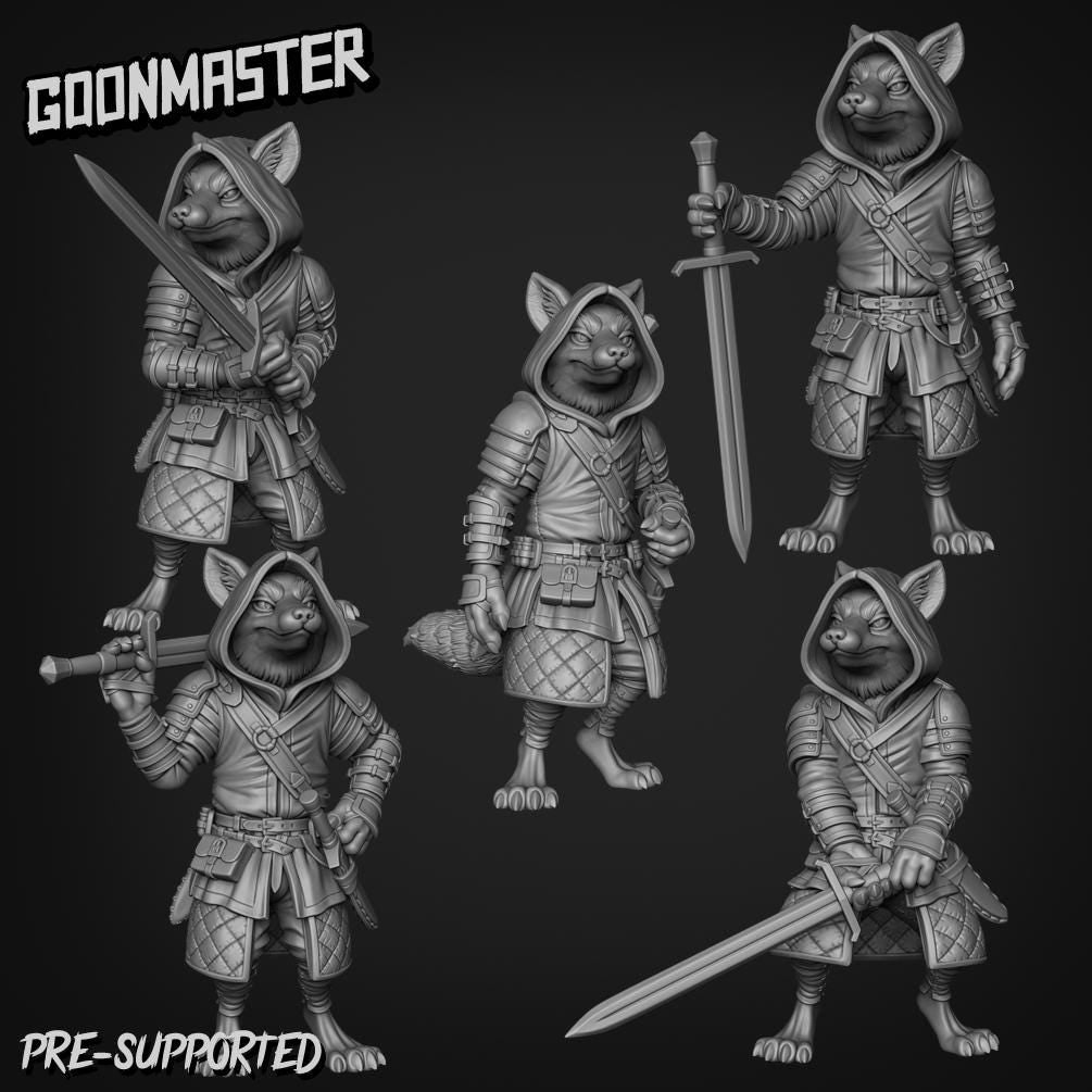 Redfox Fighter ,Goon Master, Medium Miniature, Dungeon and Dragons, RPG, Dnd, Pathfinder, Dnd, foxkind fighter, Fox-folk Fighter