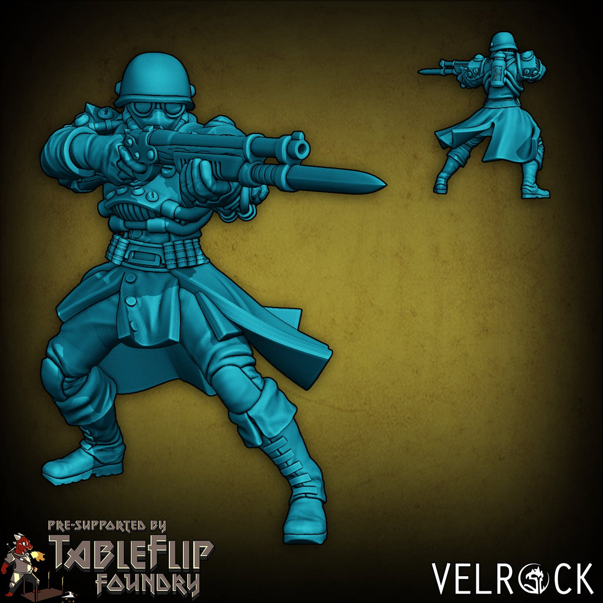 Industrialist Infantry or steampunk troop Miniature | B - Tabletop RPG & D&D miniature. Perfect for wargaming & collectors