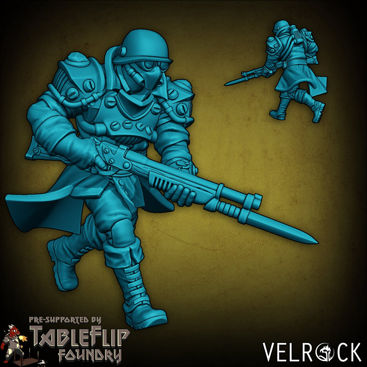 Industrialist Infantry or steampunk troop Miniature | D - Tabletop RPG & D&D miniature. Perfect for wargaming & collectors