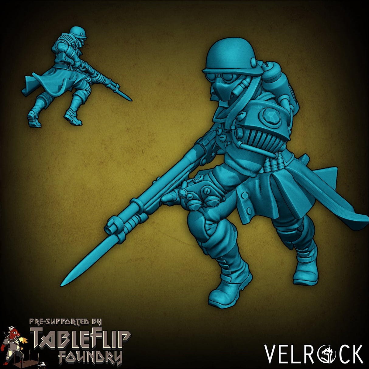 Industrialist Infantry or steampunk troop Miniature | H - Tabletop RPG & D&D miniature. Perfect for wargaming & collectors