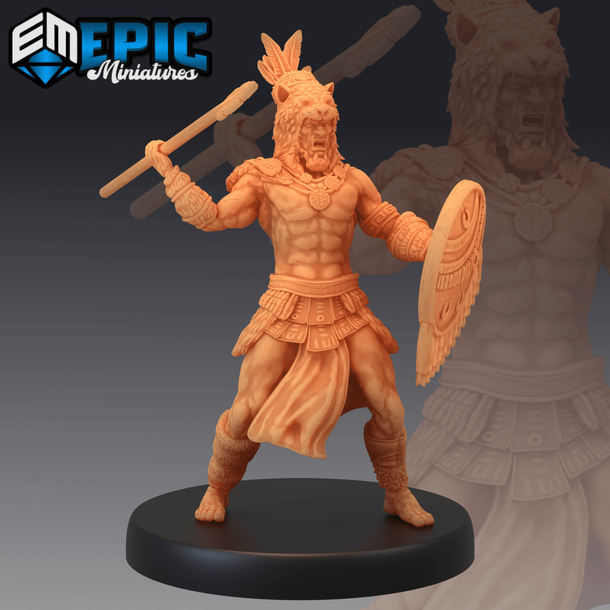 Jaguar Warrior Miniature | B - Tabletop RPG & D&D miniature. Perfect for wargaming & collectors