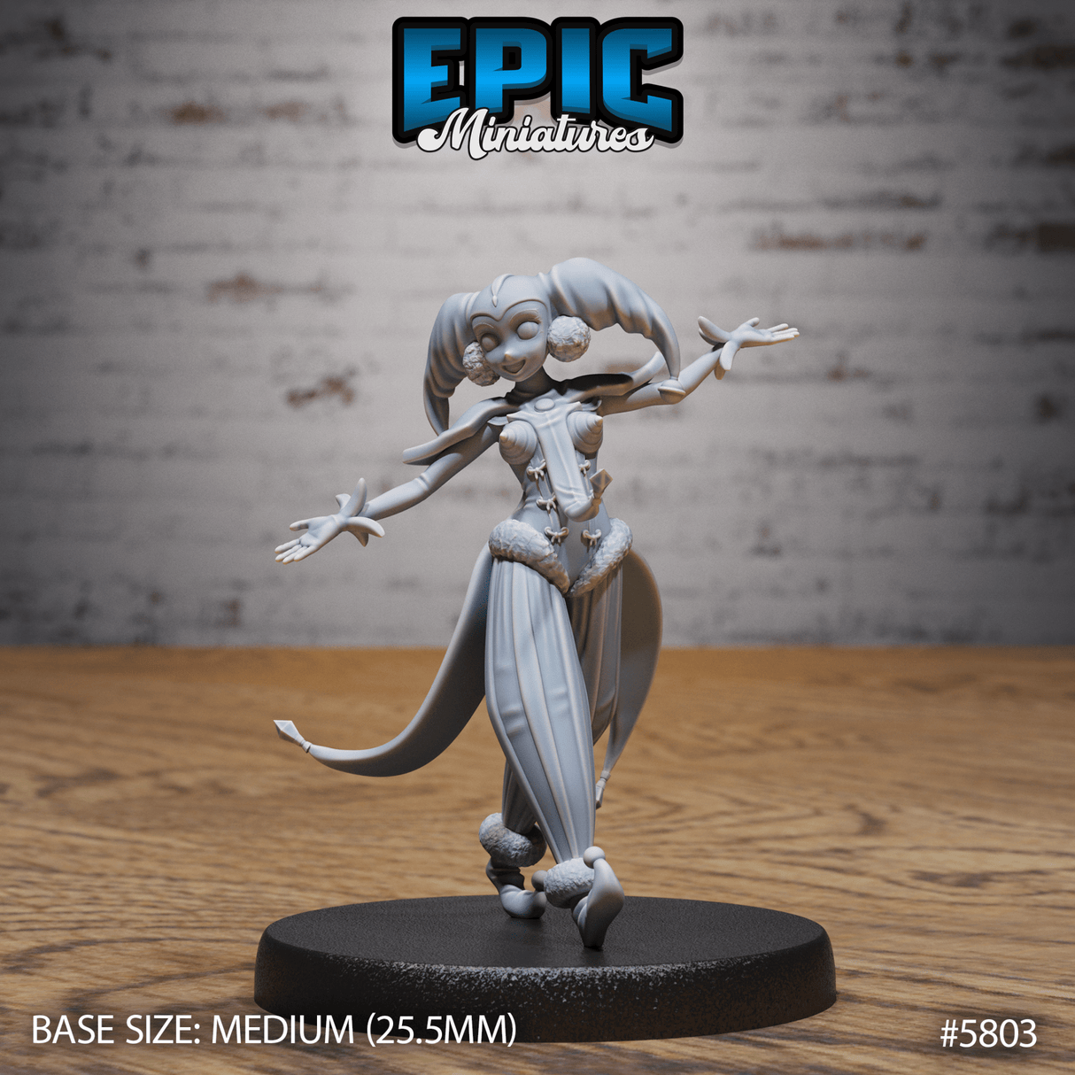 Jester Girl Miniature | B - Tabletop RPG & D&D miniature. Perfect for wargaming & collectors