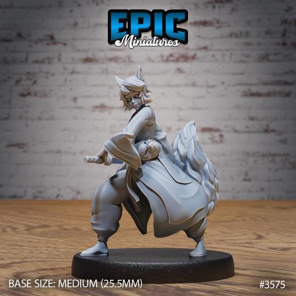 Kitsune Miniature | 3575 - Tabletop RPG & D&D miniature. Perfect for wargaming & collectors