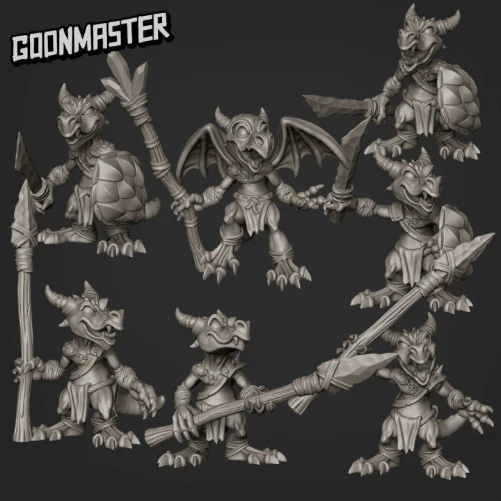 Kobold Spearmen Miniature | Set of 6 - Tabletop RPG & D&D miniature. Perfect for wargaming & collectors