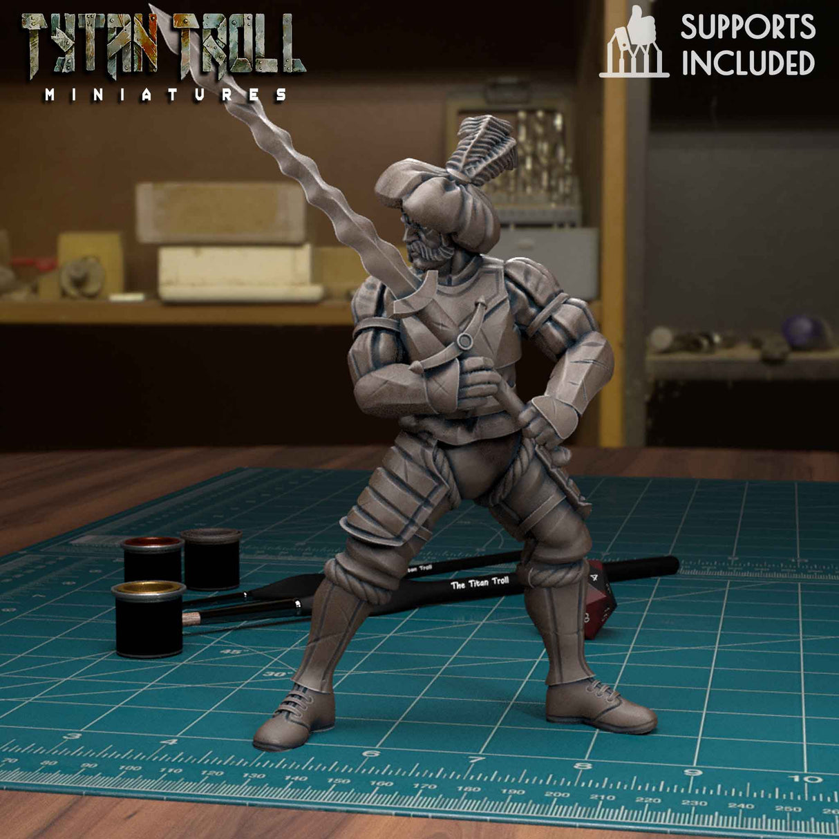 Landsnecht Mercenary Miniature | D - Tabletop RPG & D&D miniature. Perfect for wargaming & collectors