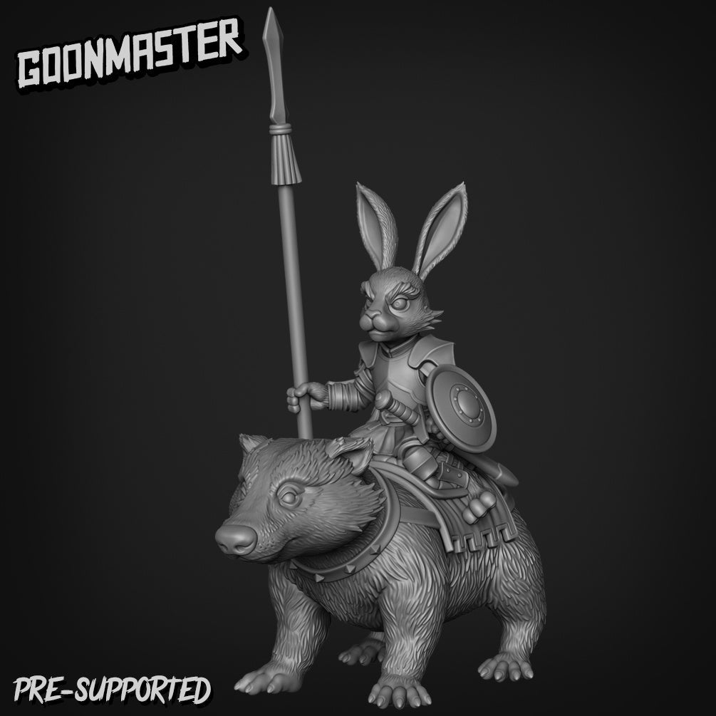 Large Badger Bunny Rider Miniature | B - Tabletop RPG & D&D miniature. Perfect for wargaming & collectors
