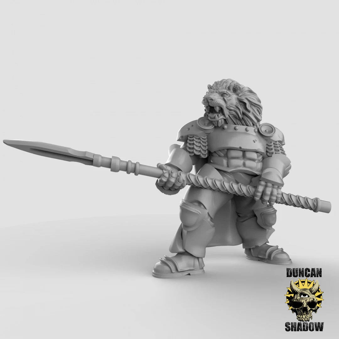 Leonin Fighter Miniature | C - Tabletop RPG & D&D miniature. Perfect for wargaming & collectors