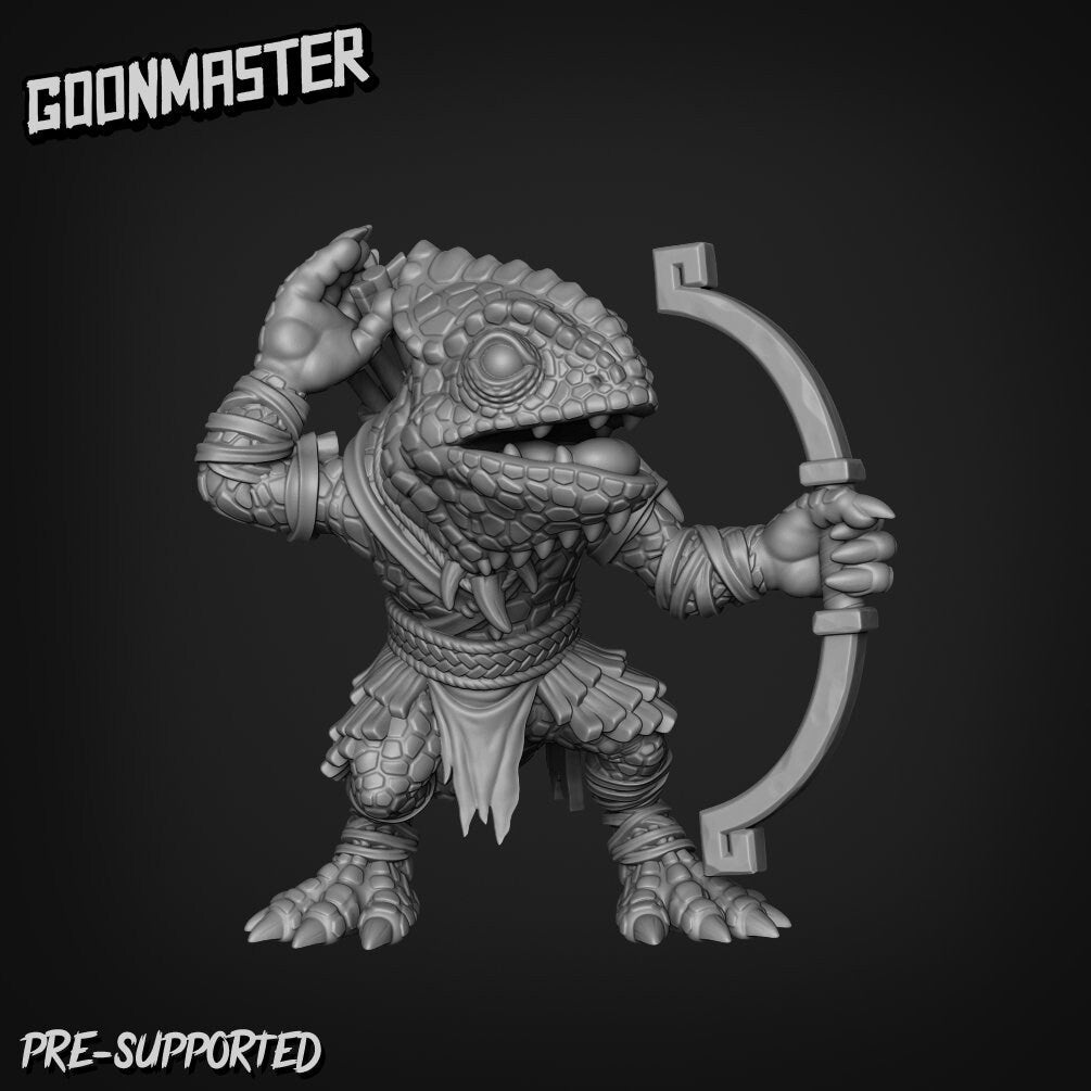 Lizard Folk Arhers Miniature | B - Tabletop RPG & D&D miniature. Perfect for wargaming & collectors