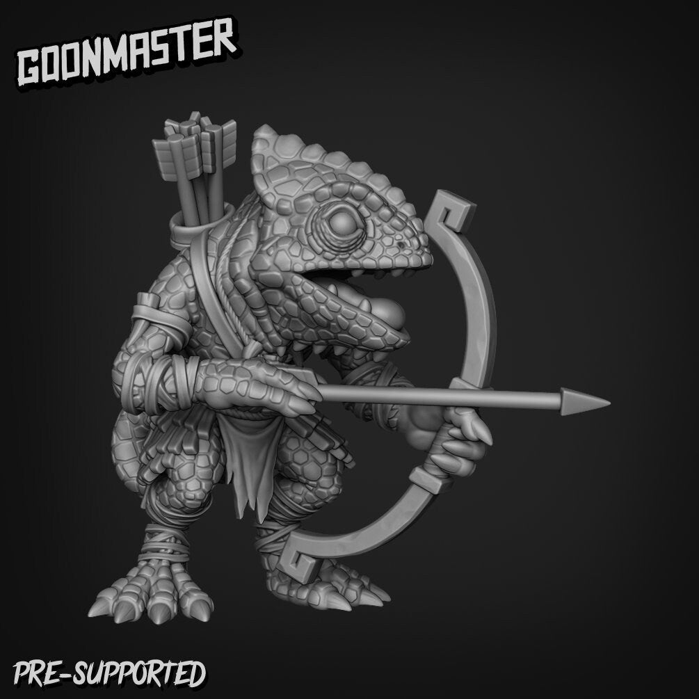 Lizard Folk Arhers Miniature | D - Tabletop RPG & D&D miniature. Perfect for wargaming & collectors