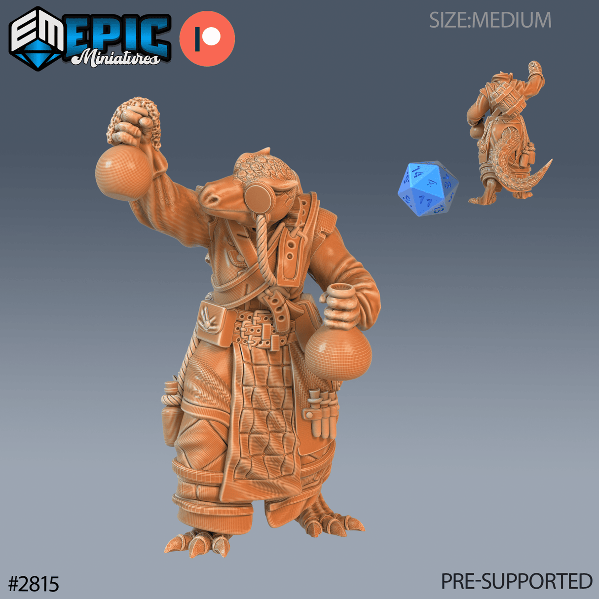 Lizard Folk Fighter Miniature | C - Tabletop RPG & D&D miniature. Perfect for wargaming & collectors