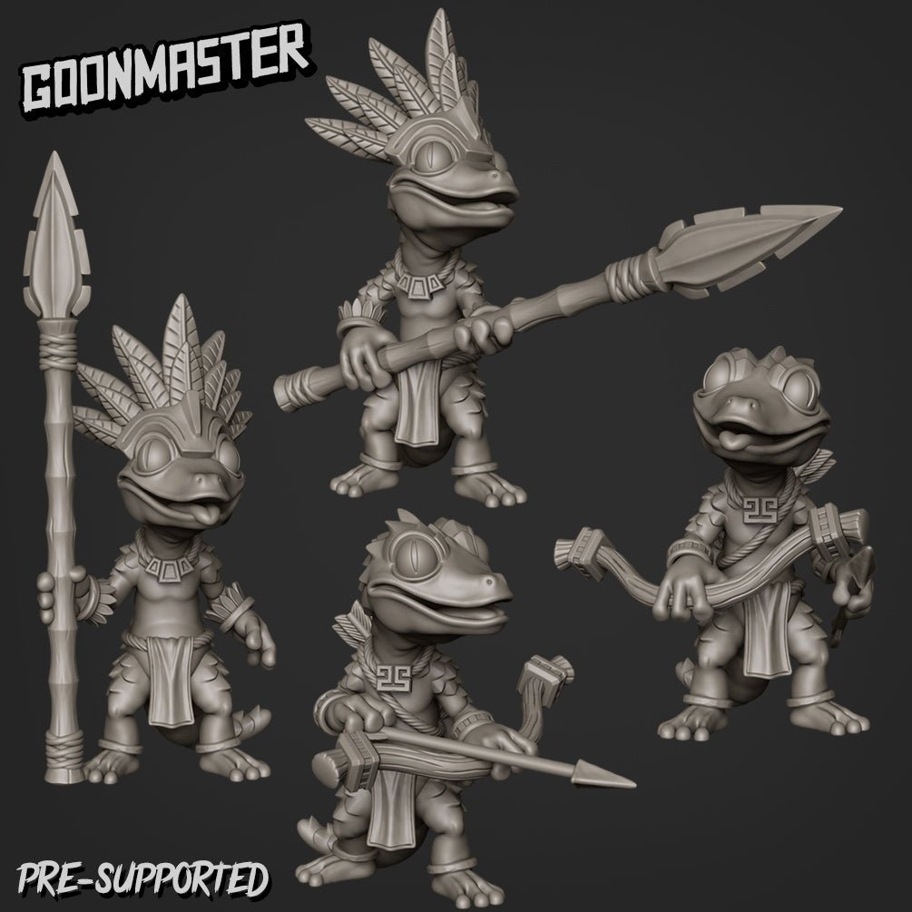 Lizard Folk Miniature | Set of 4 - Tabletop RPG & D&D miniature. Perfect for wargaming & collectors