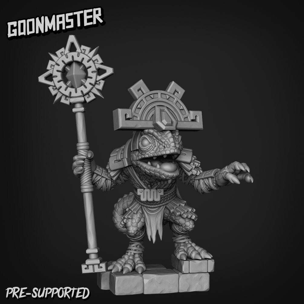 Lizard Folk Shaman Miniature | Set of 2 - Tabletop RPG & D&D miniature. Perfect for wargaming & collectors
