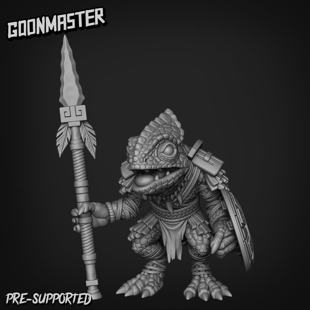 Lizard Folk Spearmen Miniature | A - Tabletop RPG & D&D miniature. Perfect for wargaming & collectors