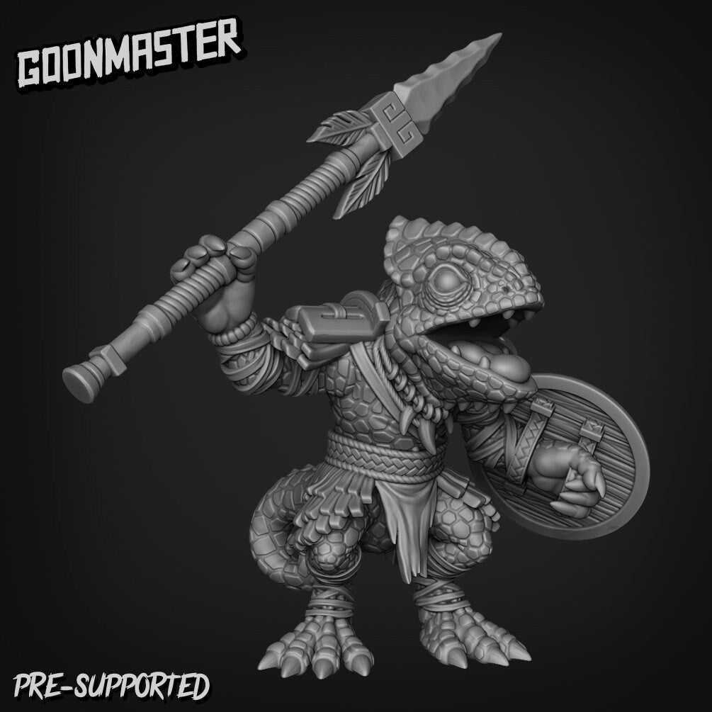 Lizard Folk Spearmen Miniature | E - Tabletop RPG & D&D miniature. Perfect for wargaming & collectors
