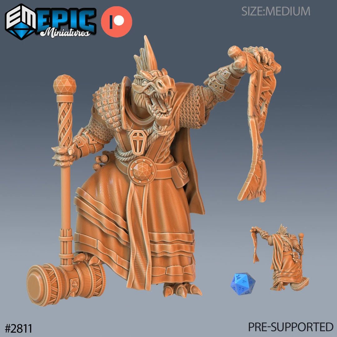 Lizardman Miniature | B - Tabletop RPG & D&D miniature. Perfect for wargaming & collectors