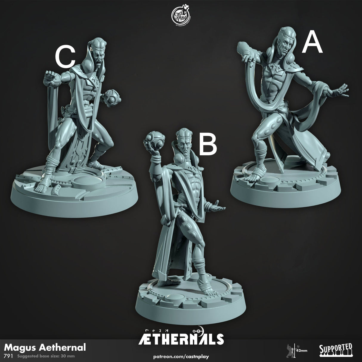 Magus Aethernal, Aethernals Miniature | A - Tabletop RPG & D&D miniature. Perfect for wargaming & collectors