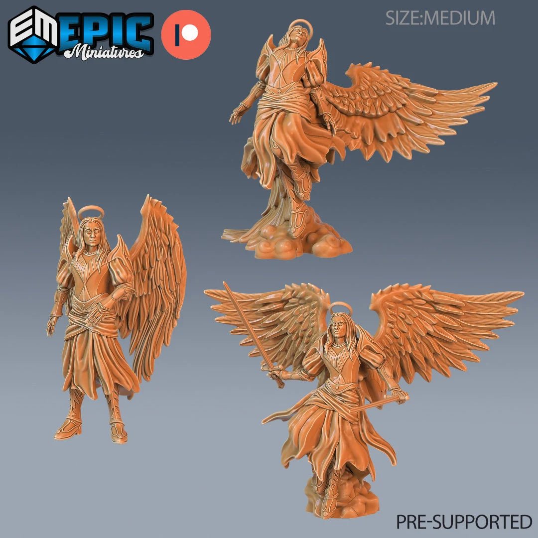 Male Angel Miniature | Set of 3 - Tabletop RPG & D&D miniature. Perfect for wargaming & collectors