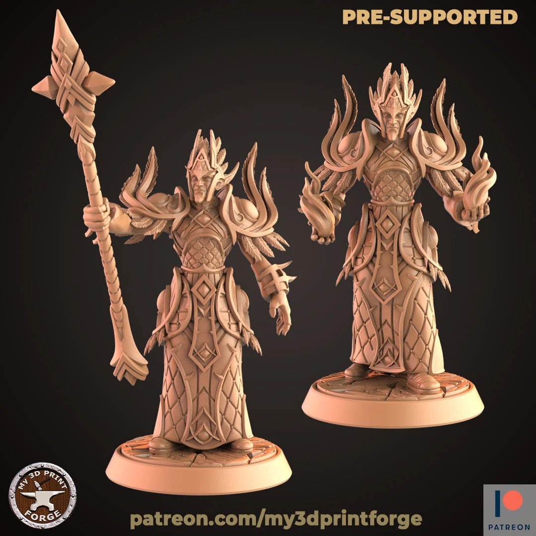 Male Highelf Wizard Miniature | Set of 2 - Tabletop RPG & D&D miniature. Perfect for wargaming & collectors