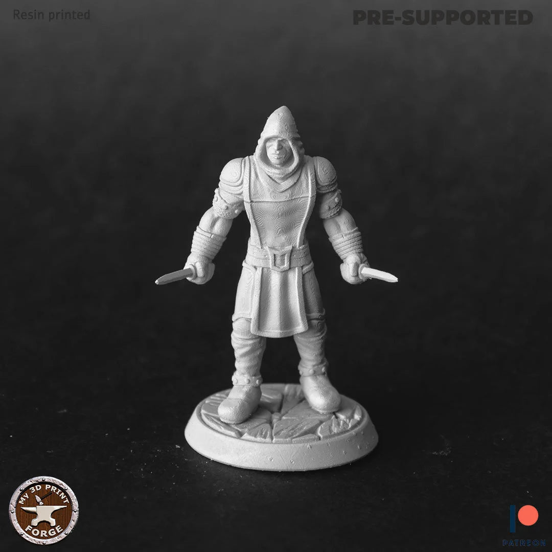 Male Human Assassin Miniature - A - 28mm