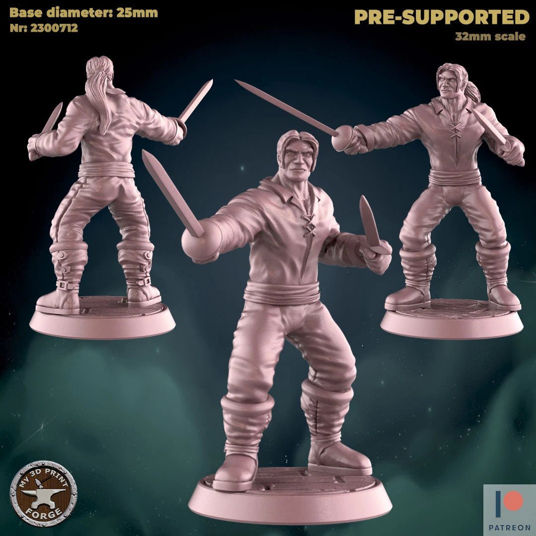 Male Town Folk Thief Miniature | B - Tabletop RPG & D&D miniature. Perfect for wargaming & collectors