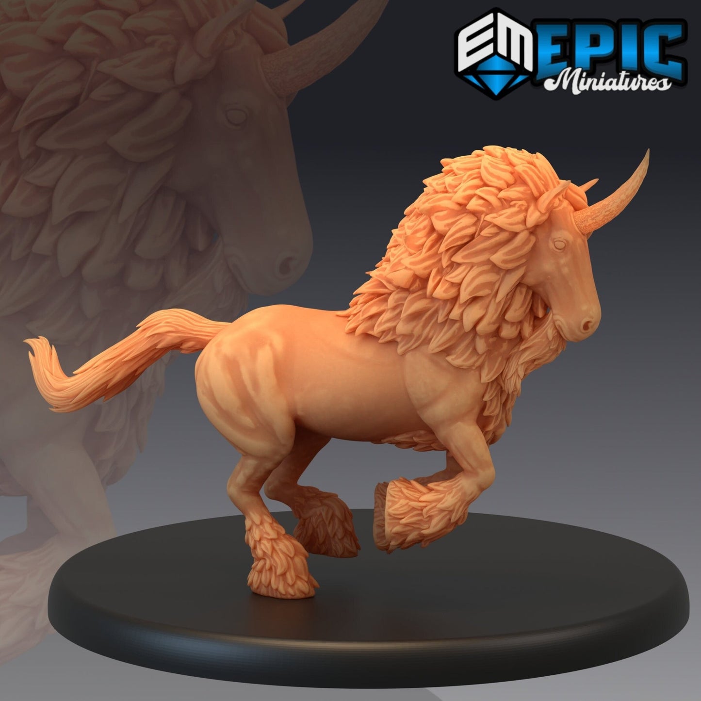 Maned Unicorn Miniature - D - 28mm