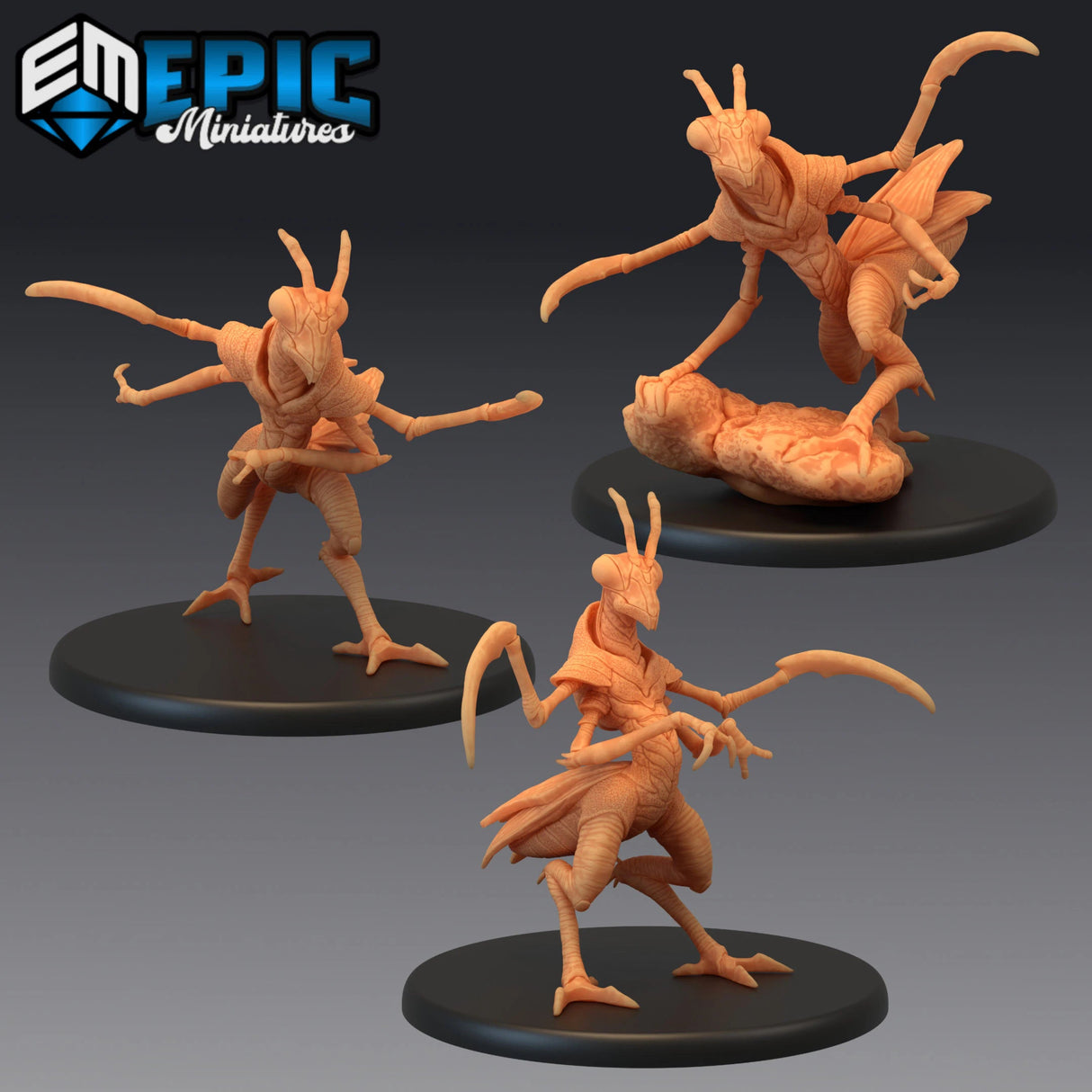 Mantis Folk Miniature | Set of 3 - Tabletop RPG & D&D miniature. Perfect for wargaming & collectors