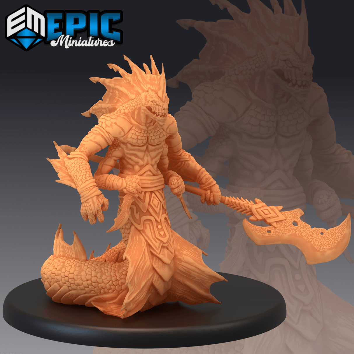 Marsh Naga Miniature | A - Tabletop RPG & D&D miniature. Perfect for wargaming & collectors