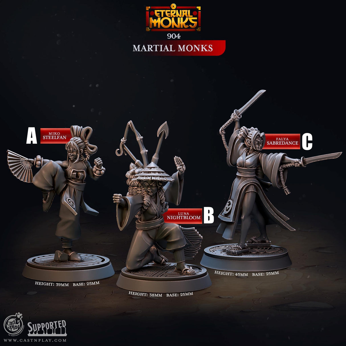 Martial Monks Miniature | A - Tabletop RPG & D&D miniature. Perfect for wargaming & collectors
