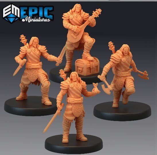 Mercenaries Miniature | Set of 4 - Tabletop RPG & D&D miniature. Perfect for wargaming & collectors