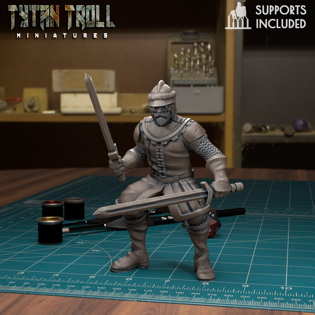 Mercenary Pack Guards Miniature | B - Tabletop RPG & D&D miniature. Perfect for wargaming & collectors