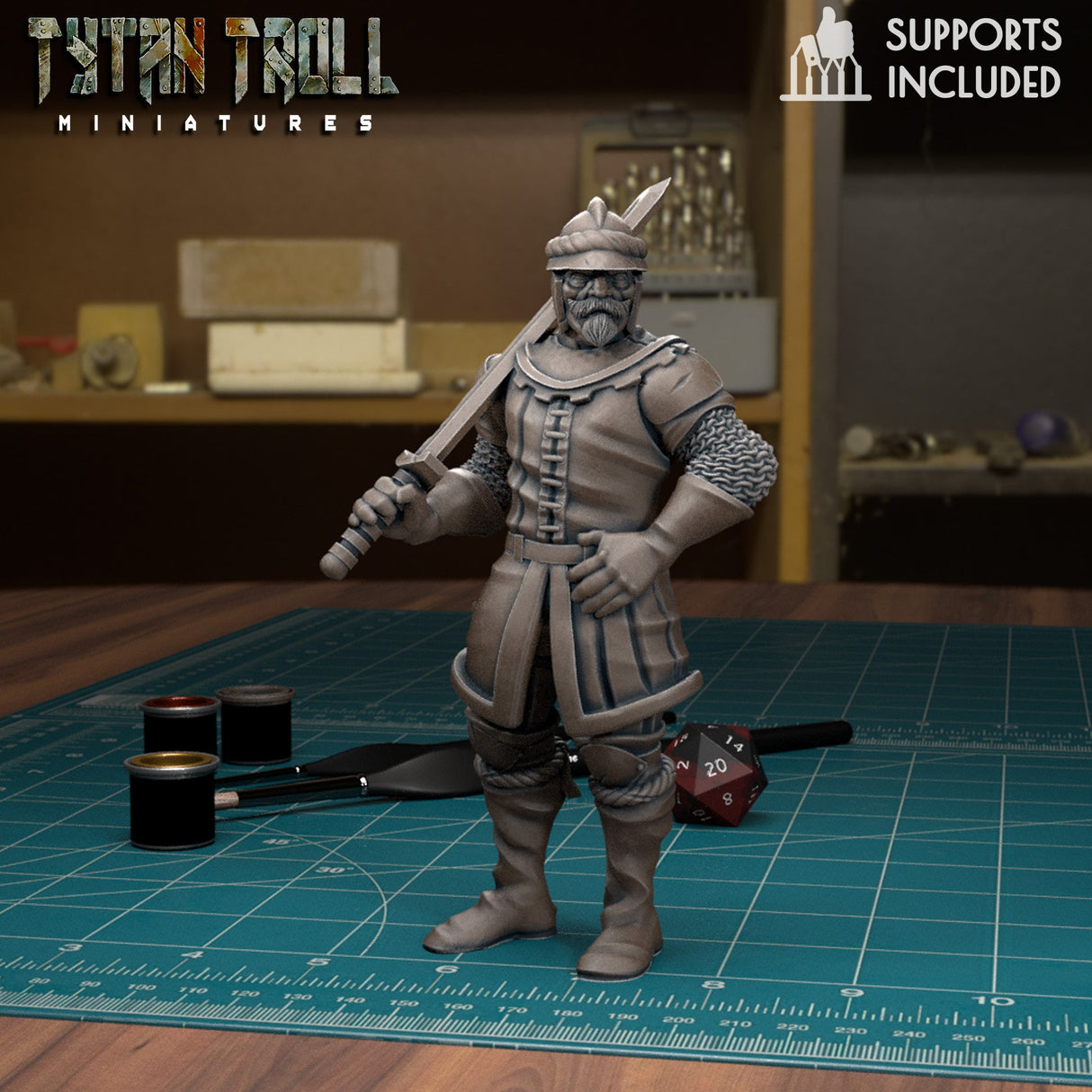 Mercenary Pack Guards Miniature | C - Tabletop RPG & D&D miniature. Perfect for wargaming & collectors