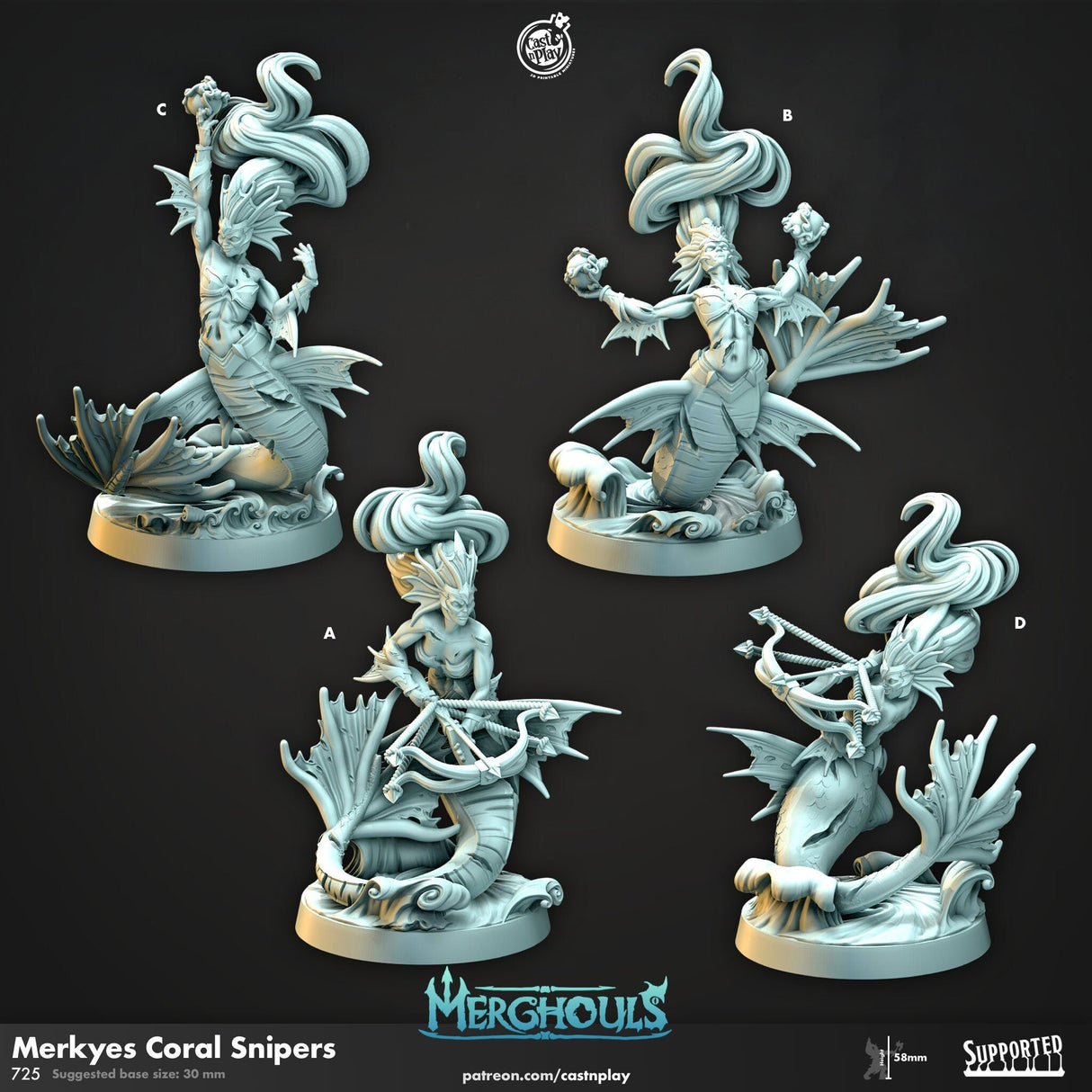 Merkyes Coral Snipers Miniature | A - Tabletop RPG & D&D miniature. Perfect for wargaming & collectors