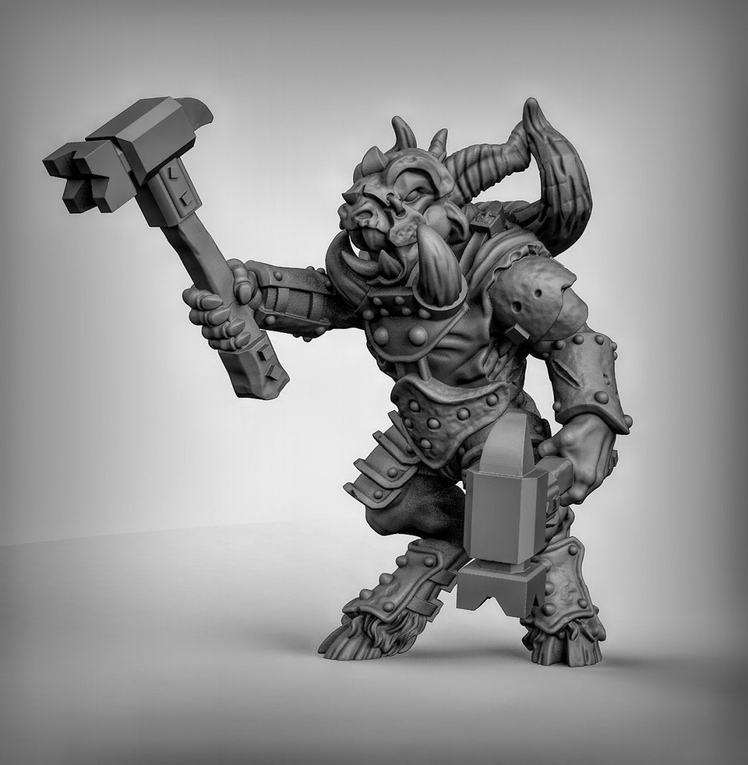 Minotaur Barbarians Miniature | Left - Tabletop RPG & D&D miniature. Perfect for wargaming & collectors