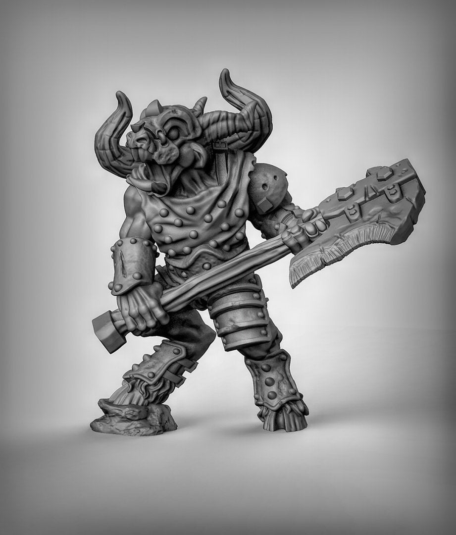 Minotaur Barbarians Miniature | Middle - Tabletop RPG & D&D miniature. Perfect for wargaming & collectors