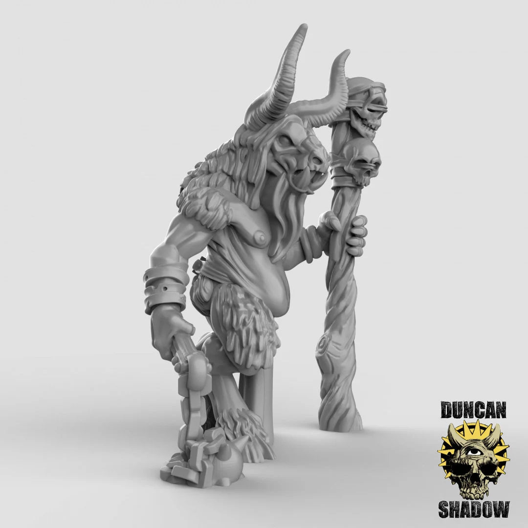 Choas Minotaur Miniature Shamans | A - Tabletop RPG & D&D miniature. Perfect for wargaming & collectors