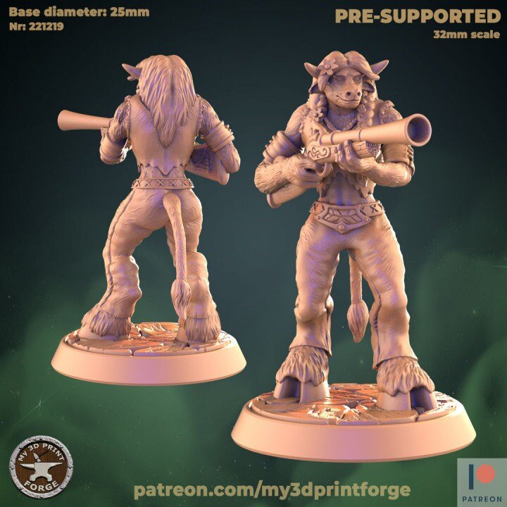 Minotaur Miniature cowfolk shaman and hunters | C - Tabletop RPG & D&D miniature. Perfect for wargaming & collectors