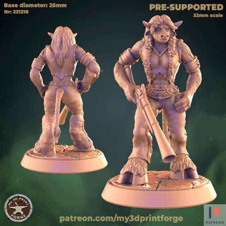 Minotaur Miniature cowfolk shaman and hunters | D - Tabletop RPG & D&D miniature. Perfect for wargaming & collectors