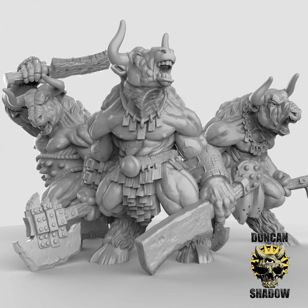 Minotaur Miniature Duelwielding | Set of 3 - Tabletop RPG & D&D miniature. Perfect for wargaming & collectors