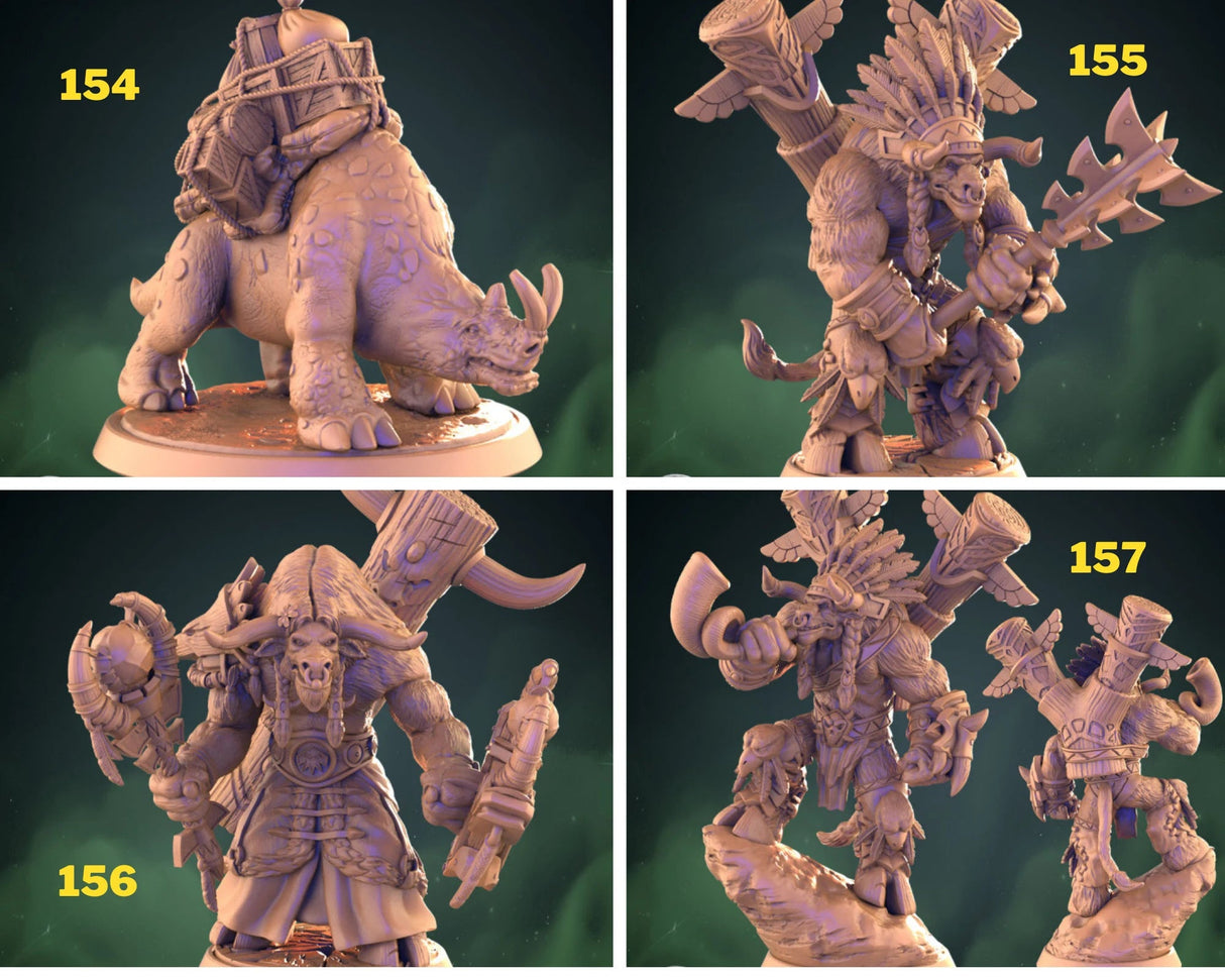 Minotaur Miniature mount and leaders | set of 4 - Tabletop RPG & D&D miniature. Perfect for wargaming & collectors