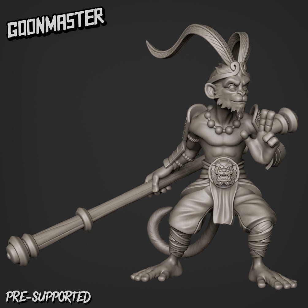 Monkey Folk king Miniature | B - Tabletop RPG & D&D miniature. Perfect for wargaming & collectors
