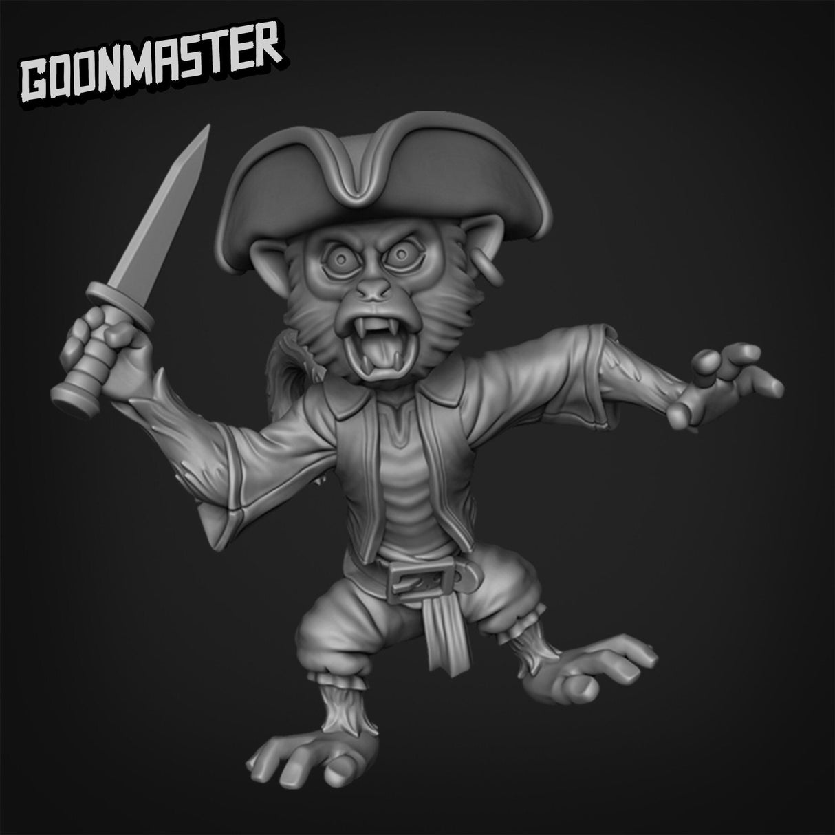 Monkey Pirate Miniature | A - Tabletop RPG & D&D miniature. Perfect for wargaming & collectors