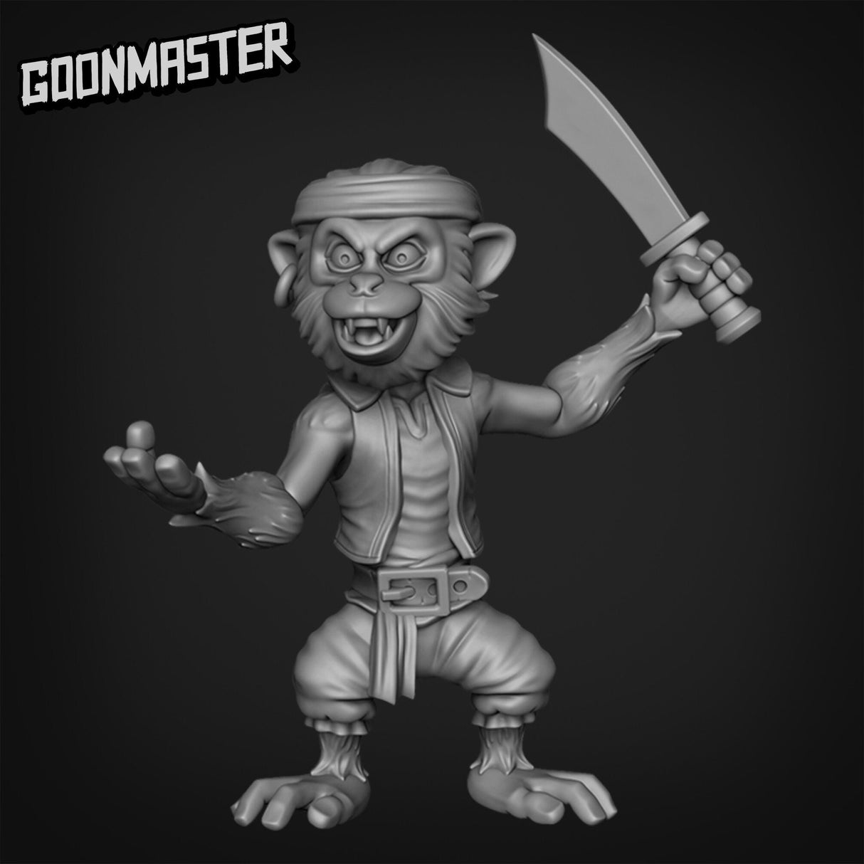 Monkey Pirate Miniature | C - Tabletop RPG & D&D miniature. Perfect for wargaming & collectors