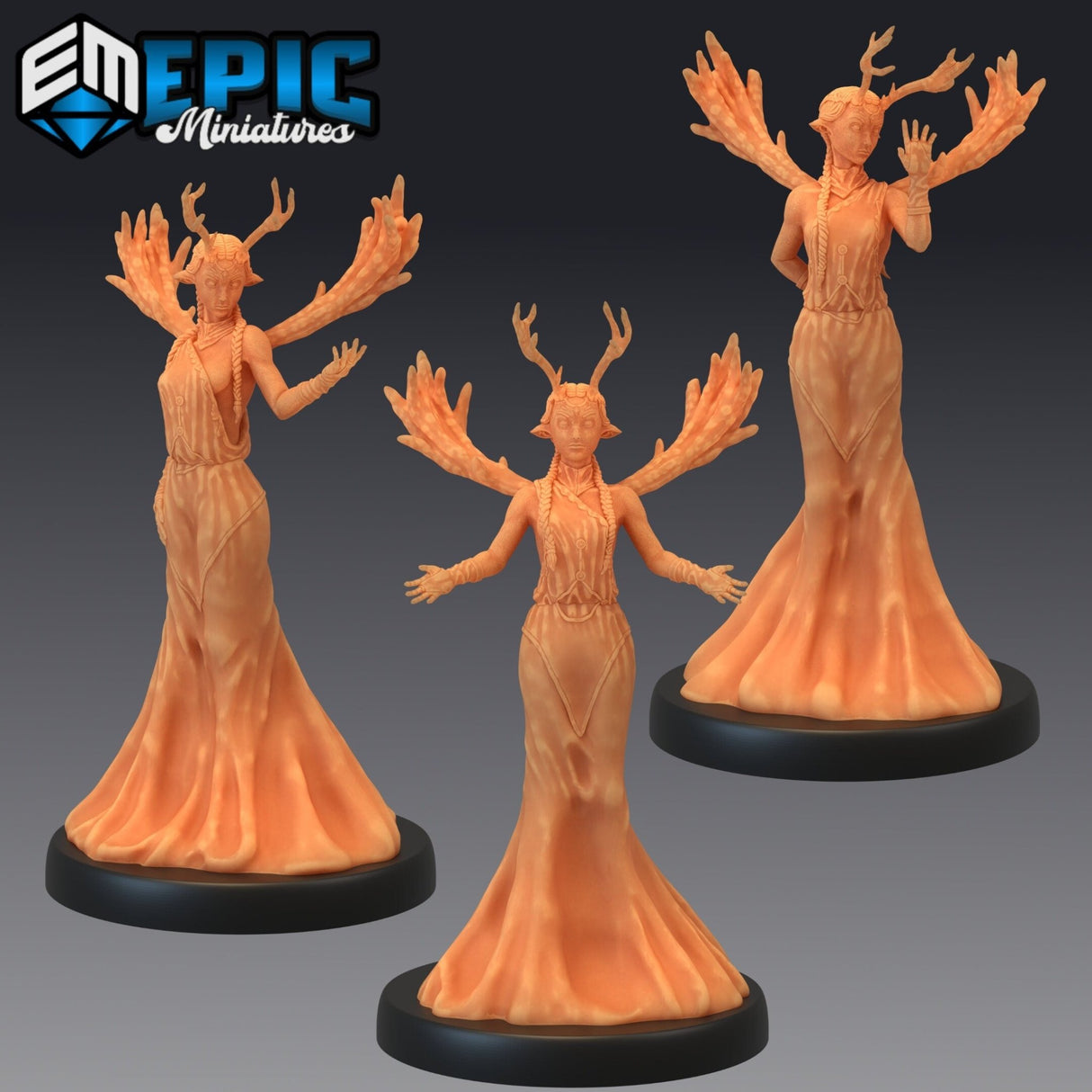Moon Deity Miniature | Set of 3 - Tabletop RPG & D&D miniature. Perfect for wargaming & collectors