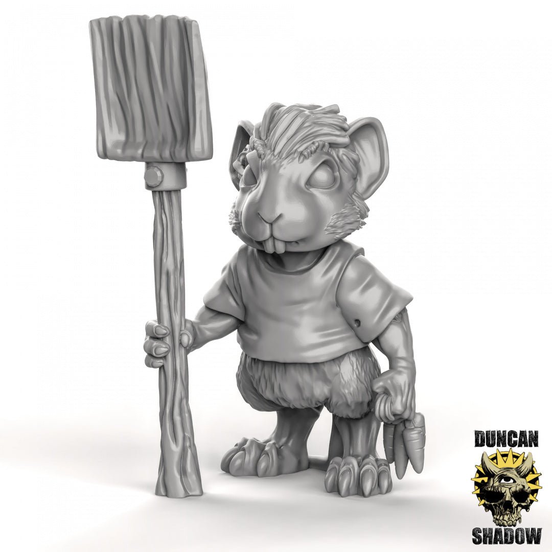 Mouse folk Farmer Miniature | A - Tabletop RPG & D&D miniature. Perfect for wargaming & collectors