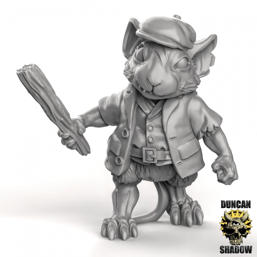 Mouse Barbarian Miniature | B - Tabletop RPG & D&D miniature. Perfect for wargaming & collectors